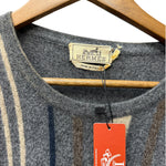 Hermes Vintage Grey Cashmere Striped Sweater