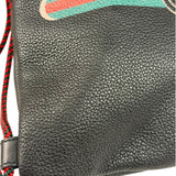 Gucci Black Leather Drawstring Backpack