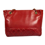 Chanel Vintage Red Quilted Lambskin Tote 1989