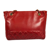 Chanel Vintage Red Quilted Lambskin Tote 1989