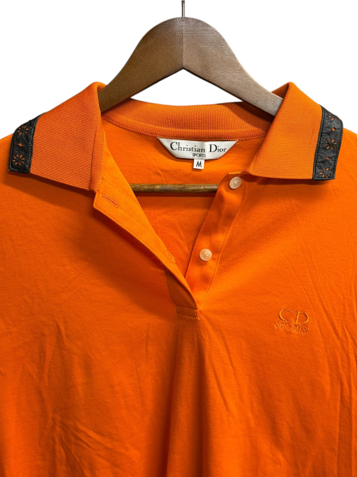 90s Christian Dior Sports Orange/Black Lace Collar Polo Shirt