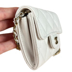 Chanel Classic Flap Card Holder on Chain Quilted Caviar Black