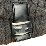 Fendi Grey Wool Crochet FF Baguette Shoulder Bag