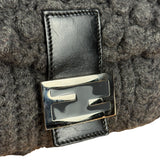 Fendi Grey Wool Crochet FF Baguette Shoulder Bag