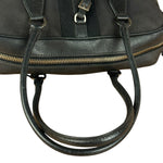 Prada Vintage Black Canvas Leather Trim Bowler Shoulder Bag