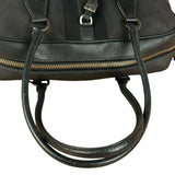 Prada Vintage Black Canvas Leather Trim Bowler Shoulder Bag