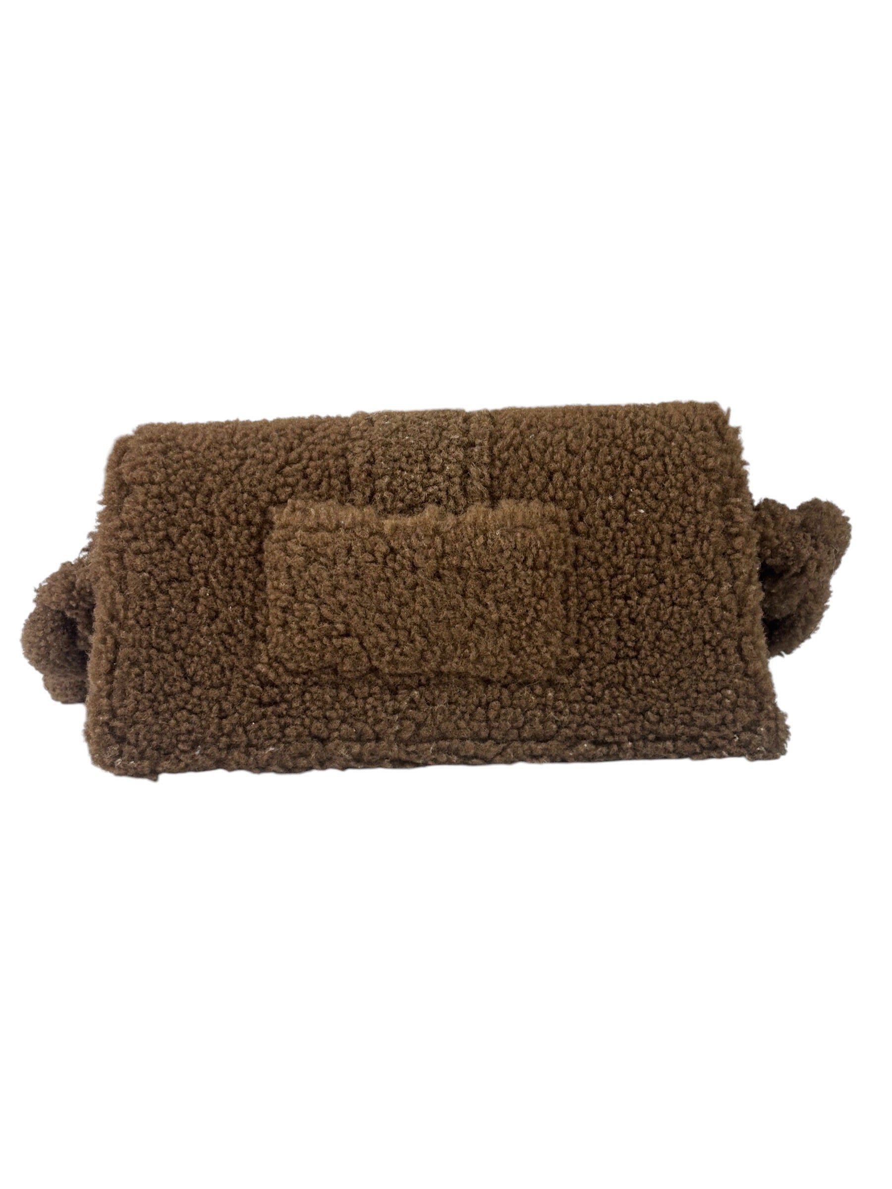 Jacquemus Brown Leather Trim  Le Bambidou Shearling Shoulder Bag