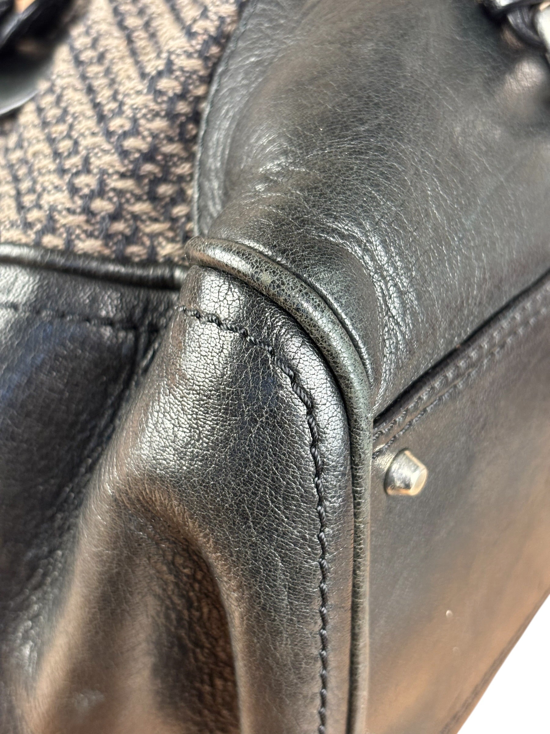 Chloe Black Tweed Leather Paddington Shoulder Bag