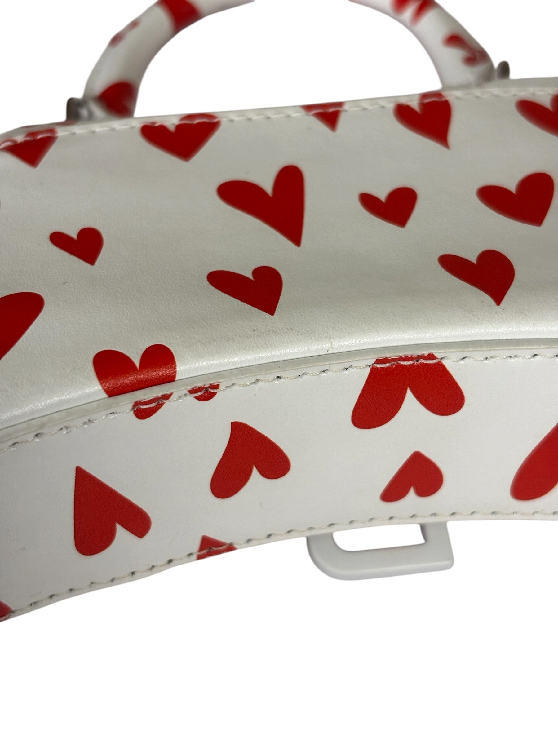 Balenciaga White Leather Hourglass Heart Nano Two-Way Bag