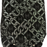 Chanel Black CC Jacquard Chain Silver Metallic Bowler Handbag 2005