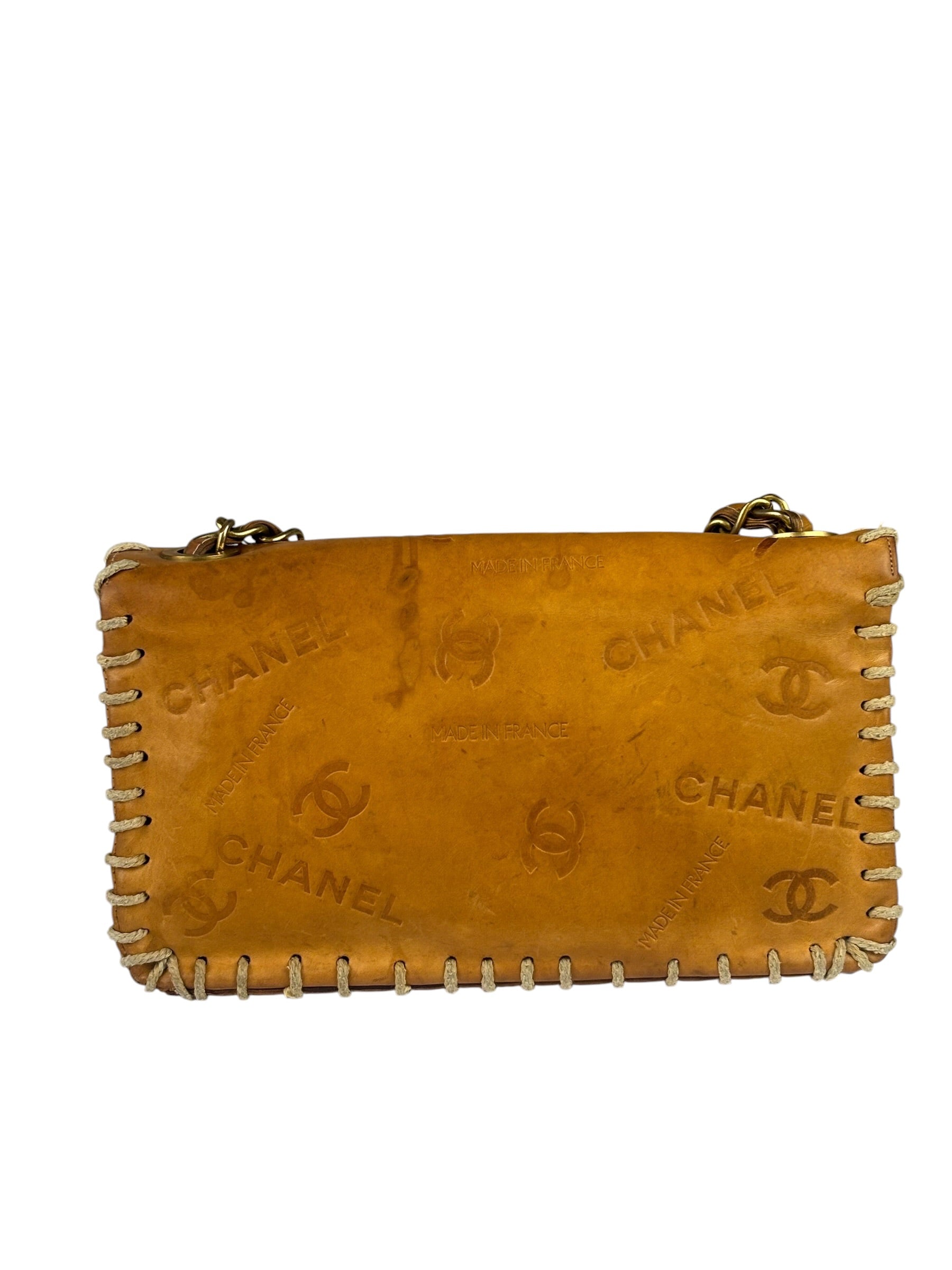 Chanel Brown Leather Western Embossed CC Flap Bag