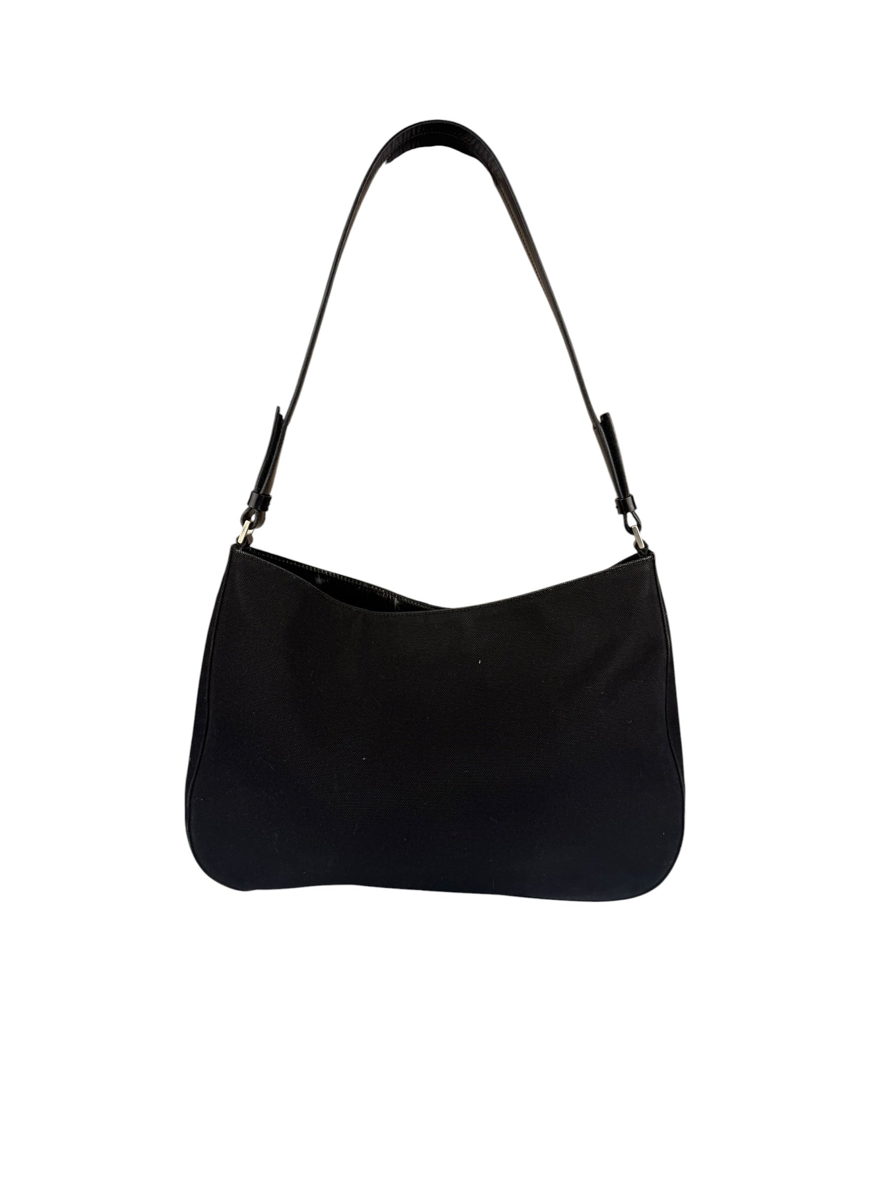 Prada Vintage Black Canvas Shoulder Bag