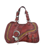 Christian Dior Burgundy Leather Gaucho Saddle Large Shoulder Bag