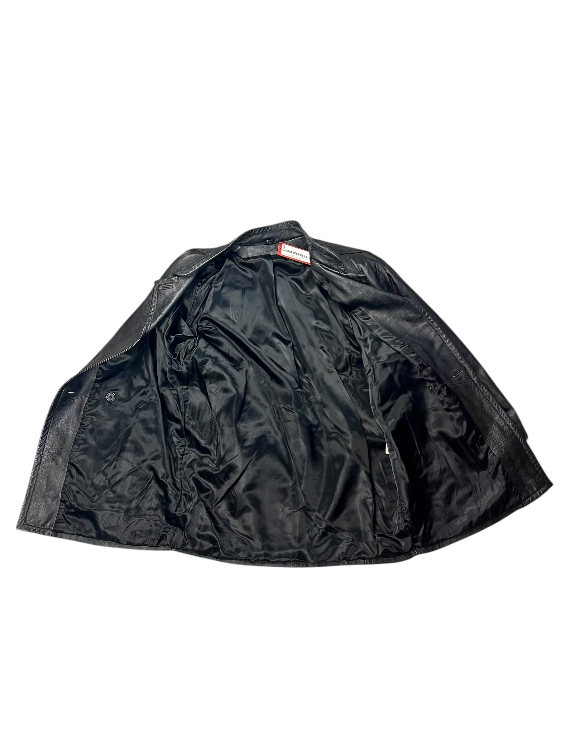 Vintage Leather Striped Long Coat