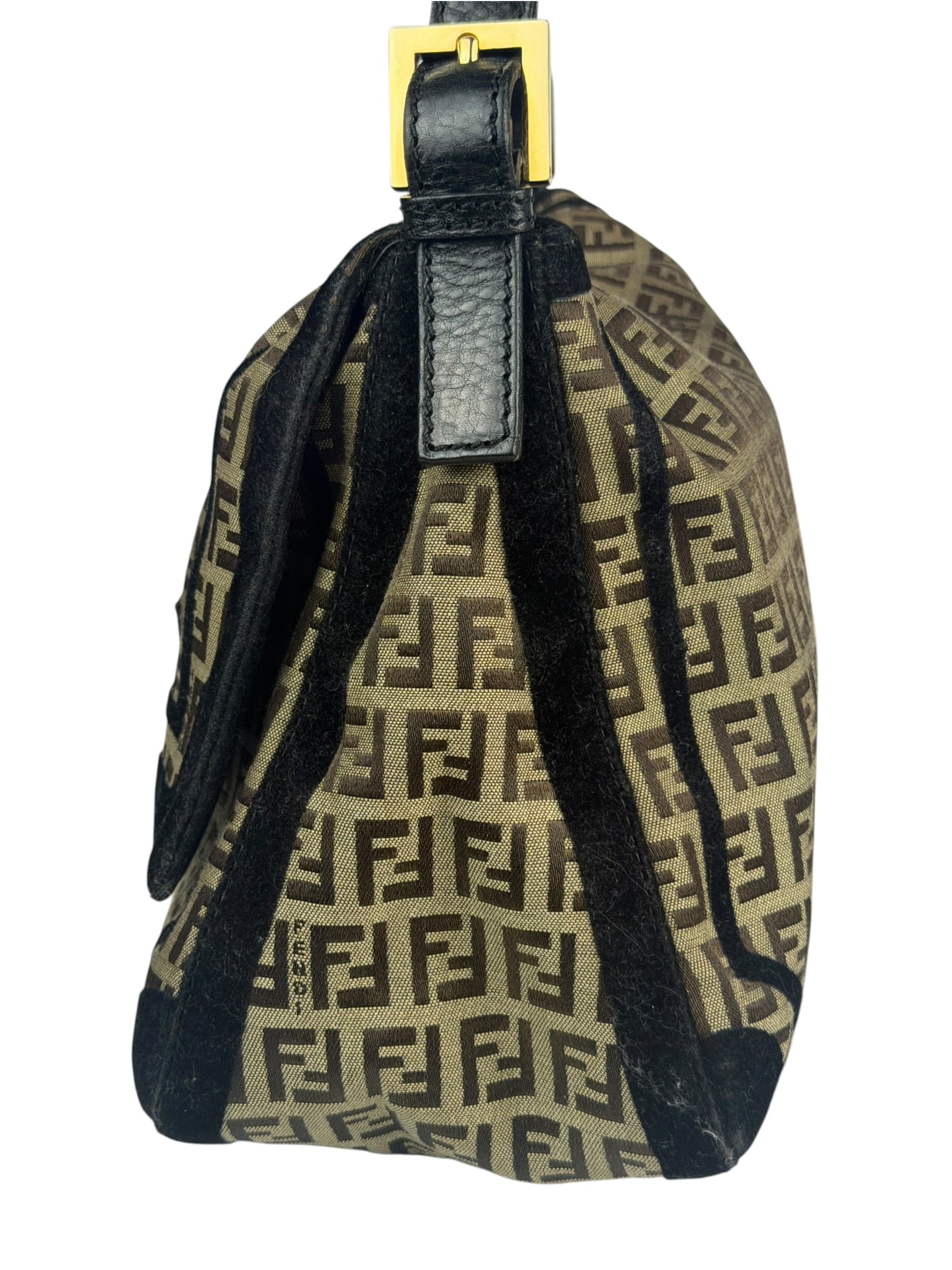 Fendi Black Trim Zucca Mamma Baguette