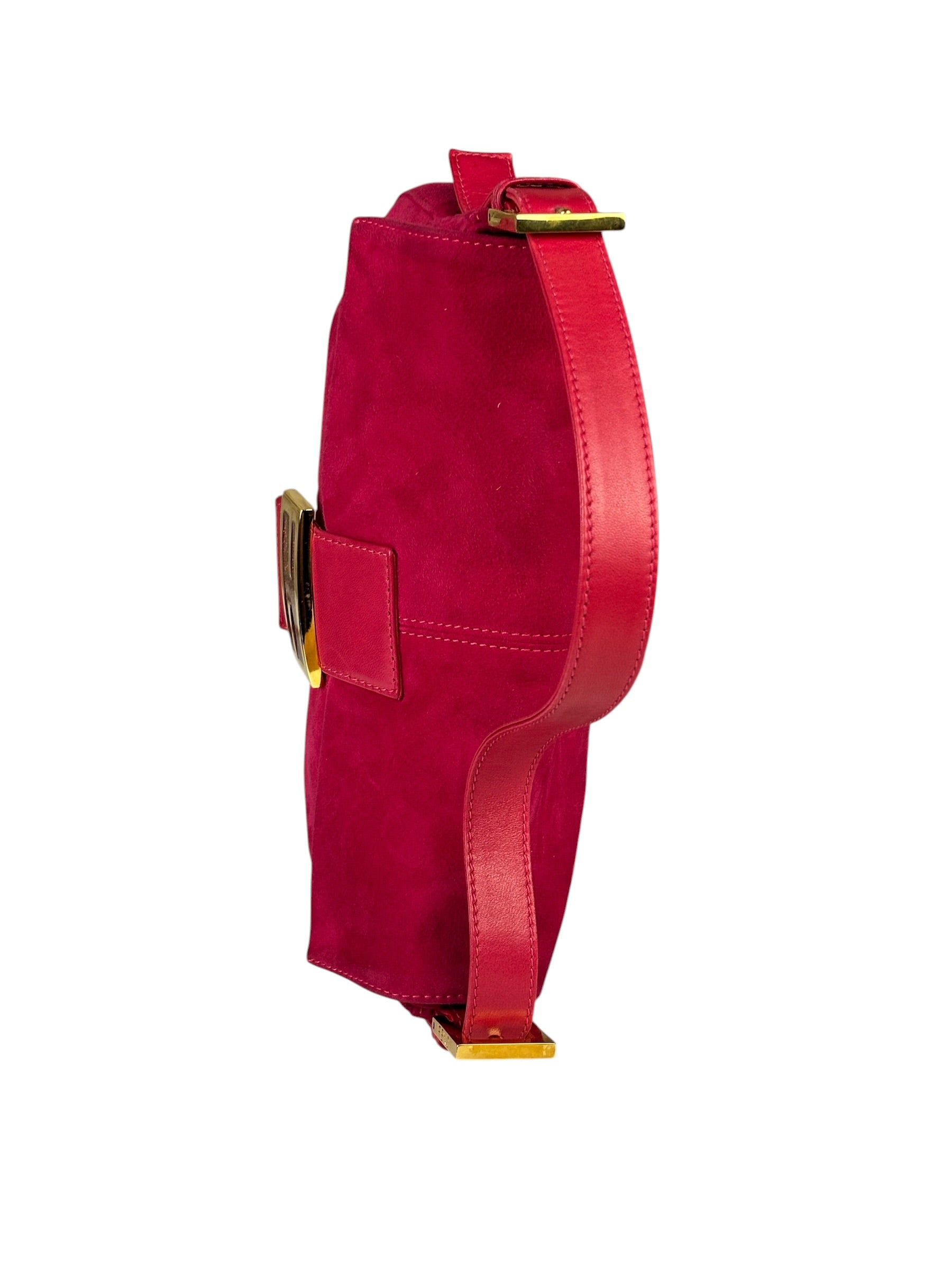 Fendi Pink Suede/Leather Trim Baguette