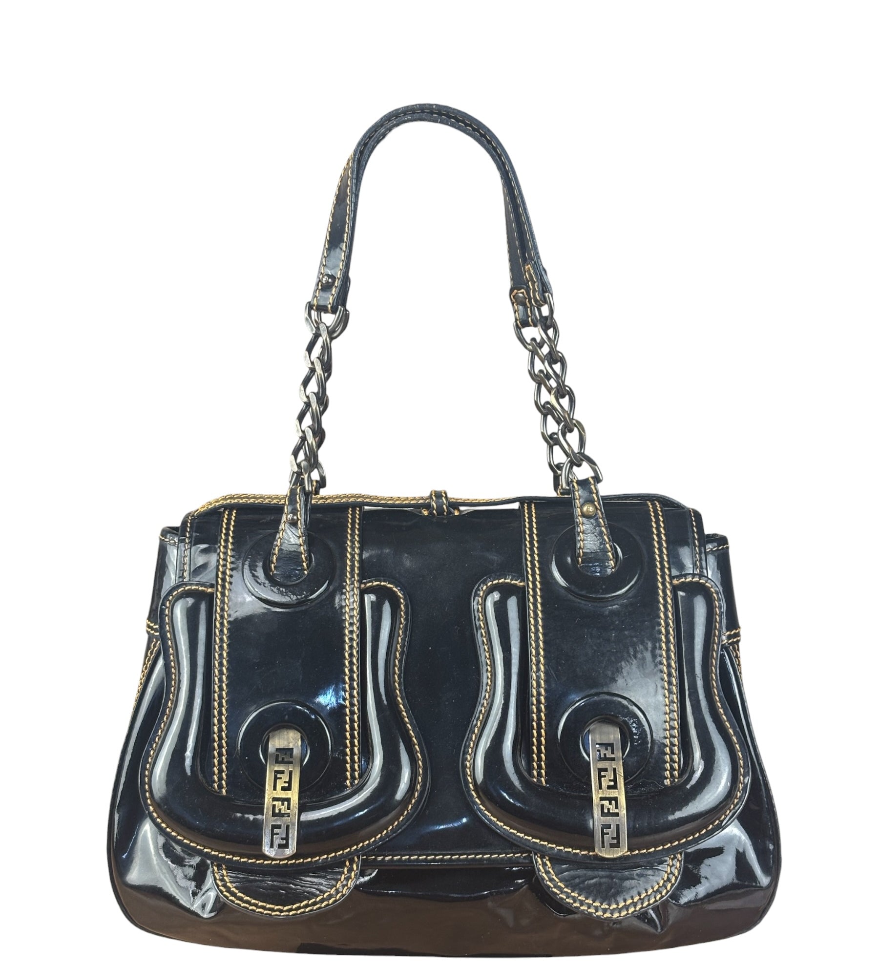 Fendi Black Patent Leather Shoulder Bag B