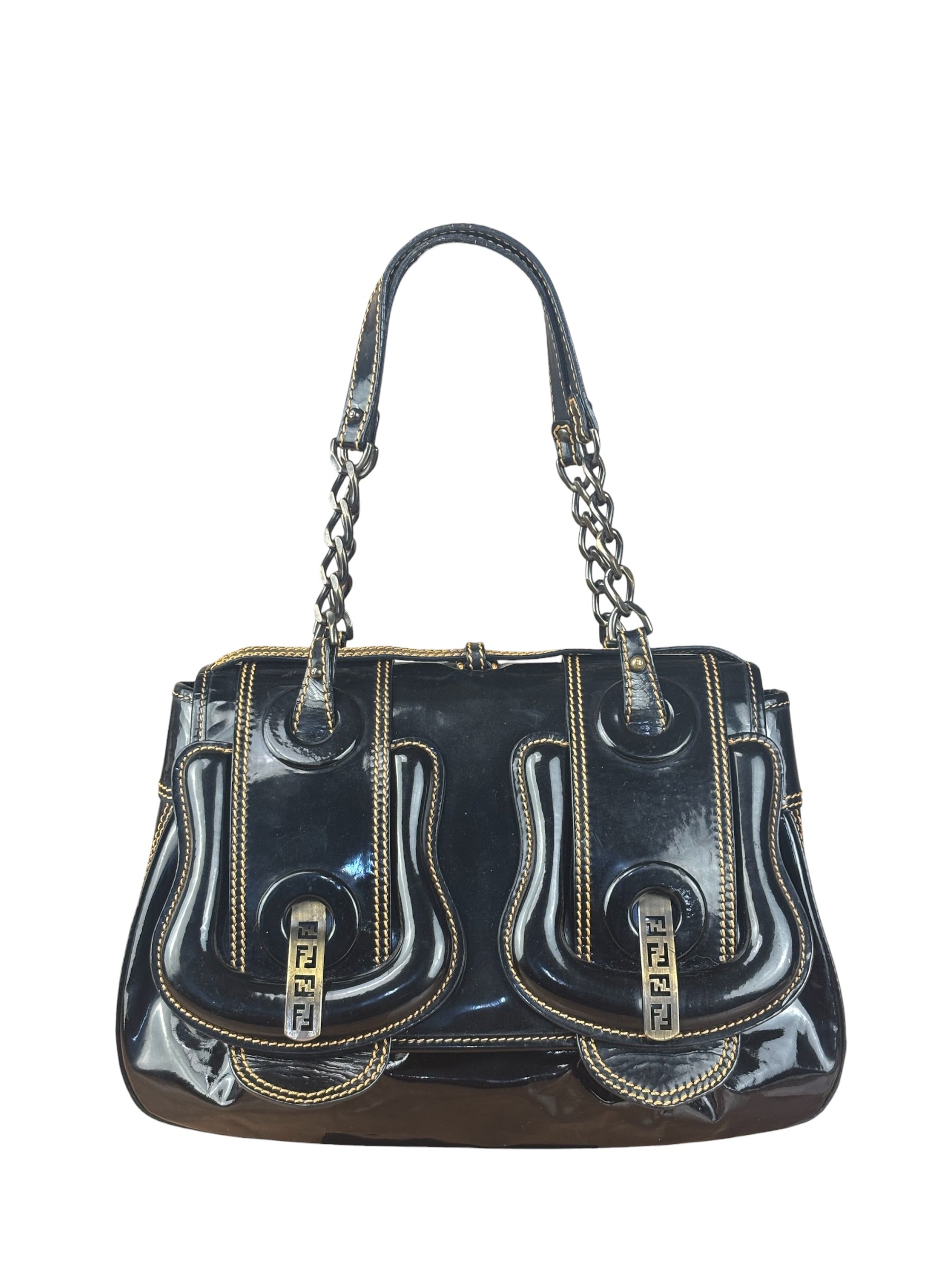 Fendi Black Patent Leather Shoulder Bag B