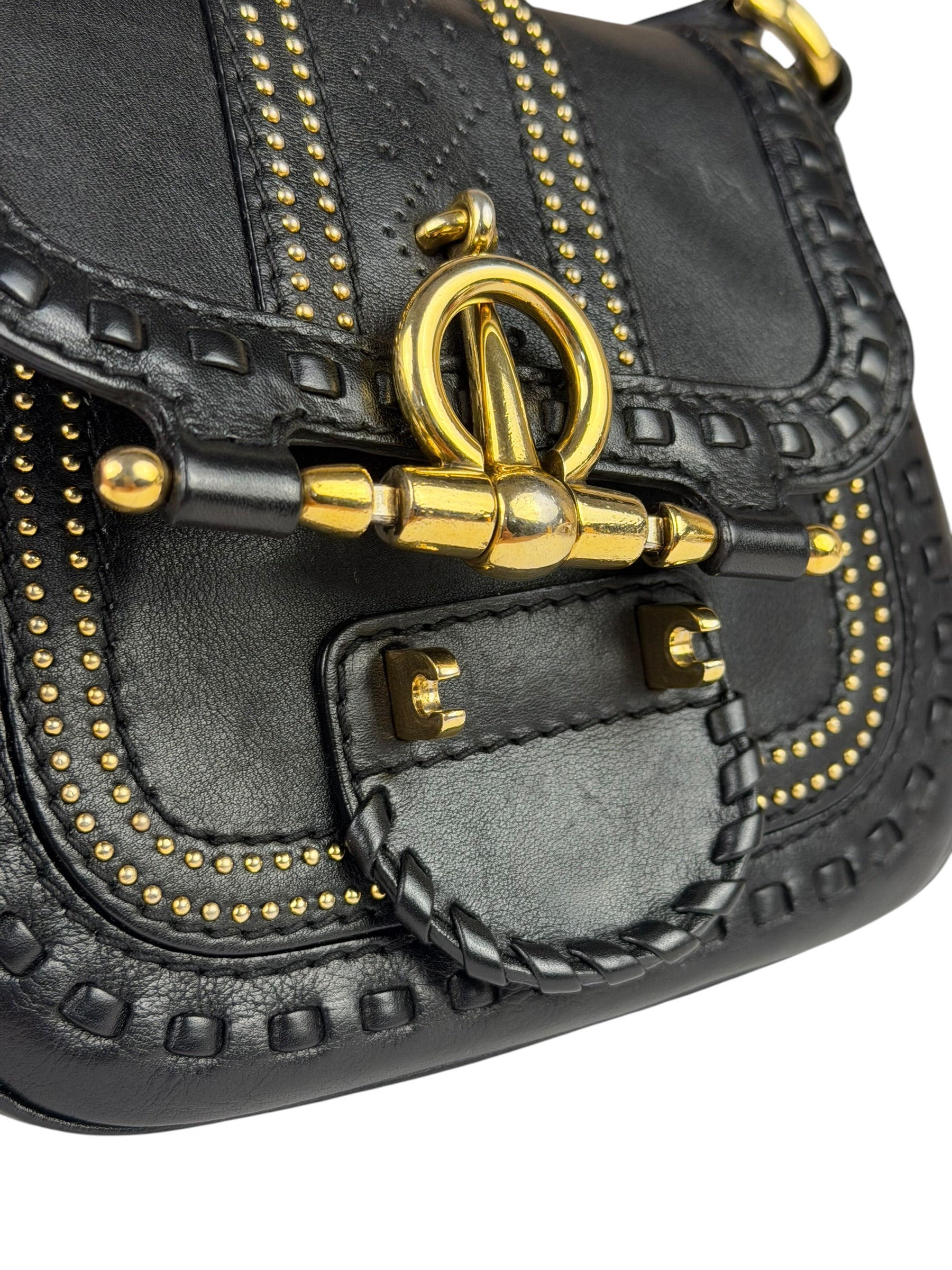Gucci Black Leather Snaffle Bit Shoulder Bag