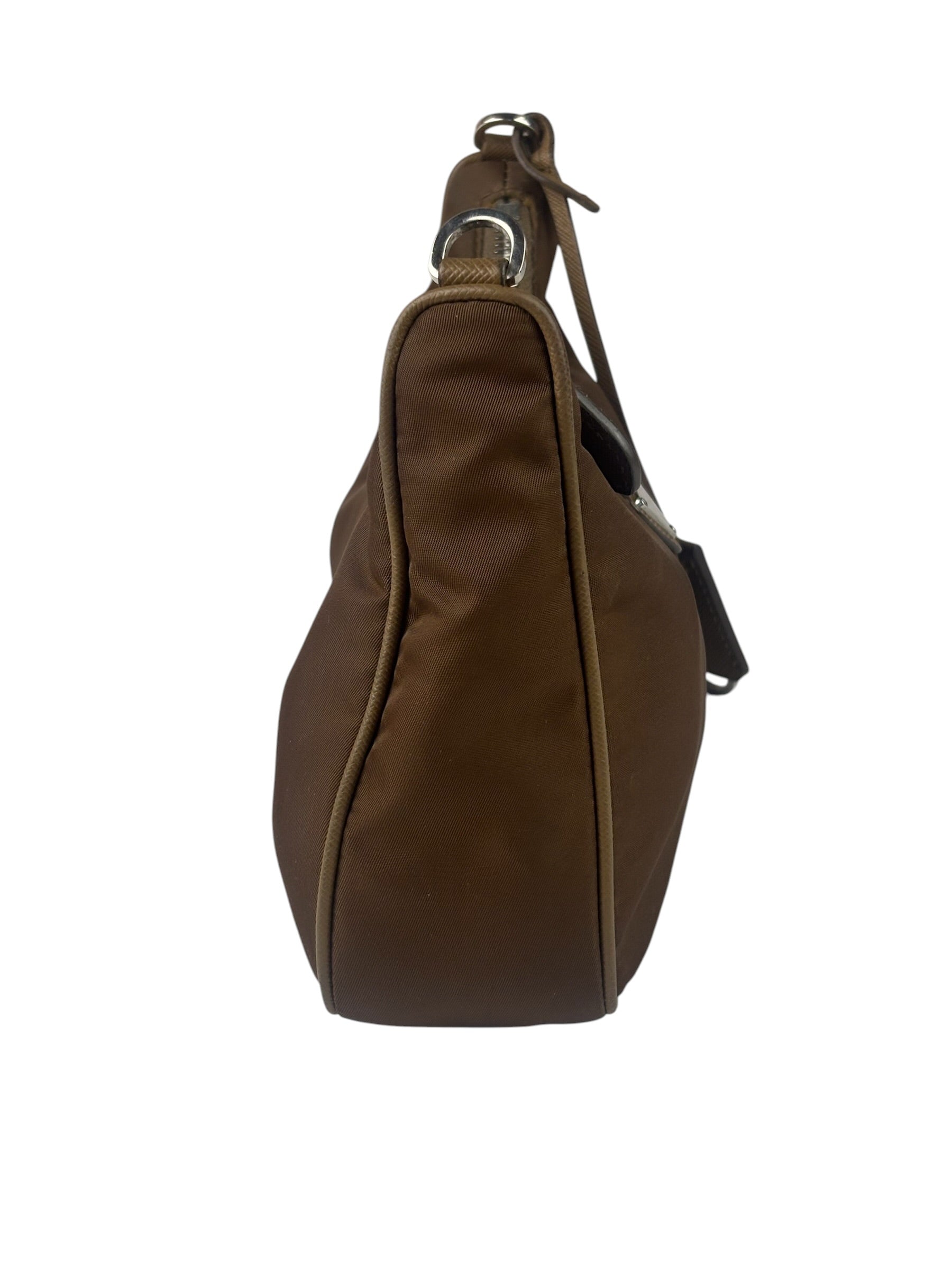 Prada Brown Nylon Pochette Shoulder Bag