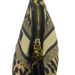 Christian Dior Beige Woven Leopard Print Cosmetic Pouch
