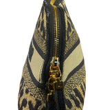 Christian Dior Beige Woven Leopard Print Cosmetic Pouch