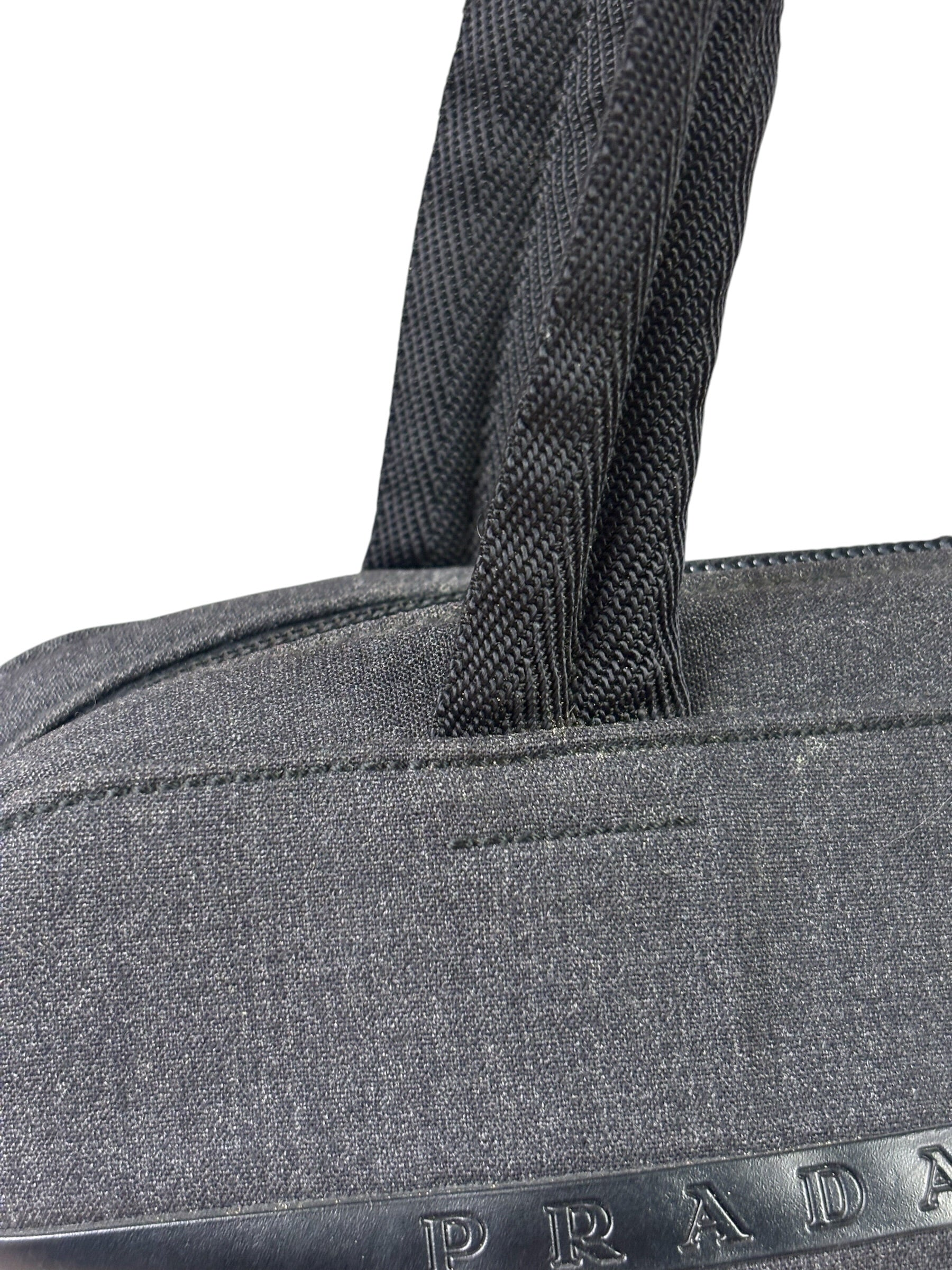 Prada Vintage Dark Grey Canvas Tote Bag