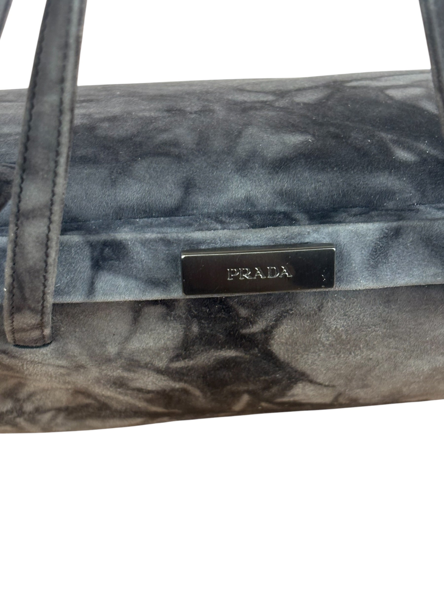 Prada Lux Grey Scamosciato Tie Dye Clutch Top Handbag