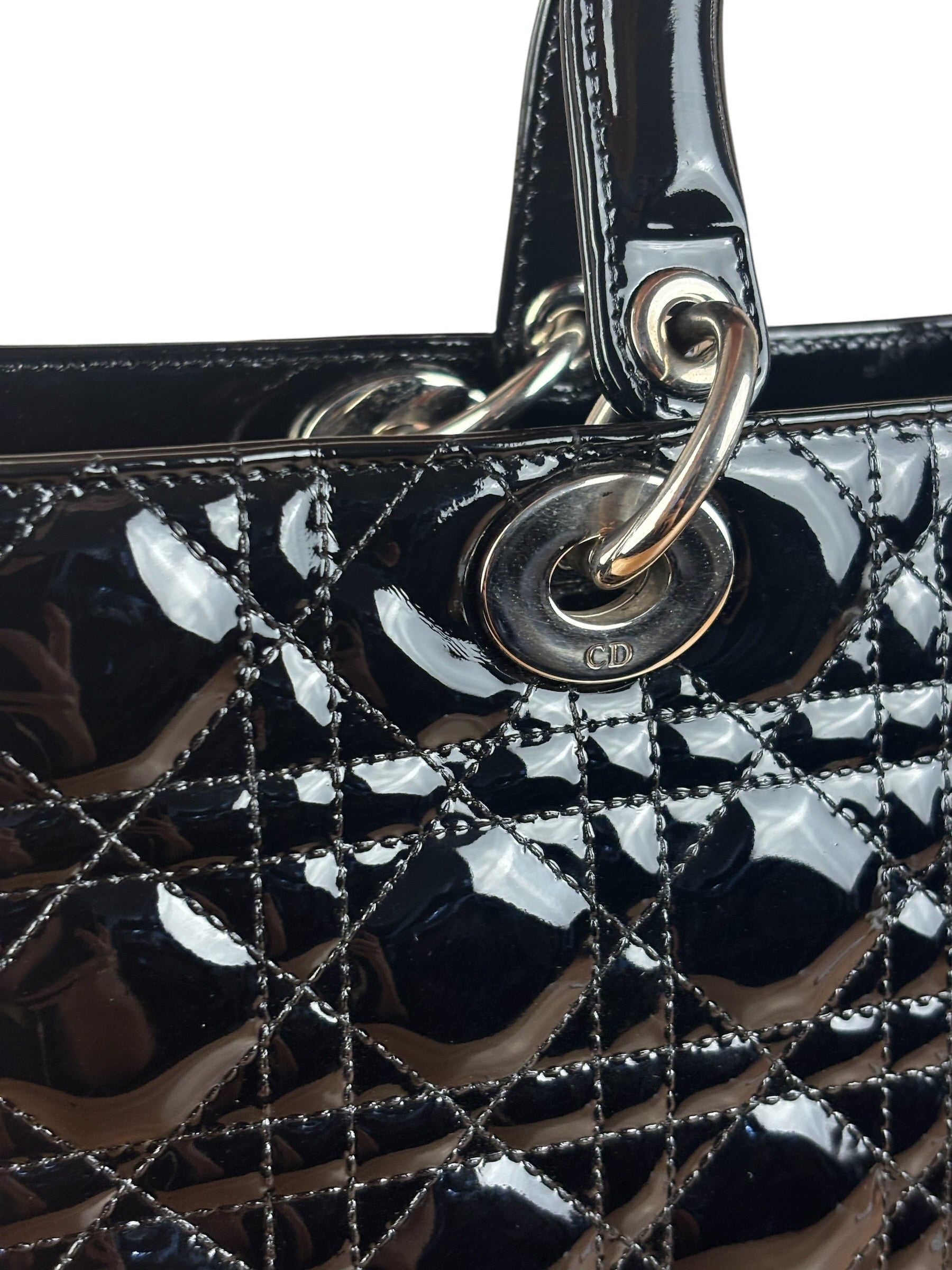 Christian Dior Black Cannage Quilted Leather Medium Lady Dior Handbag