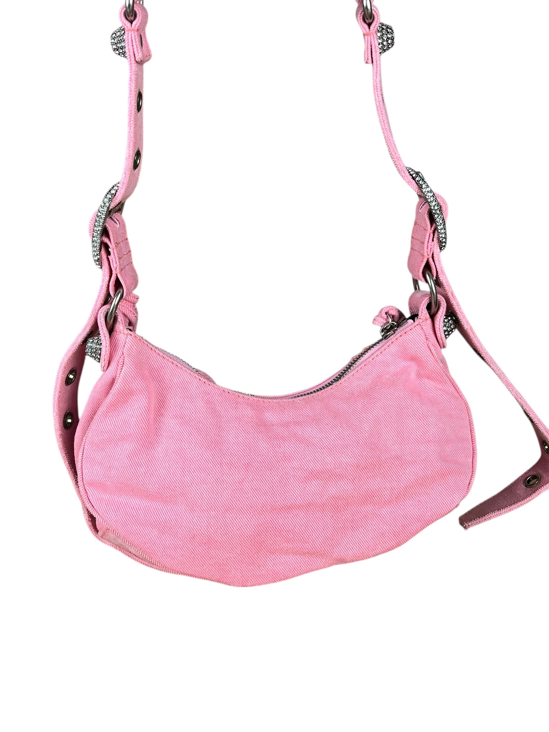 Balenciaga Pink Denim Le Cagole Shoulder Bag