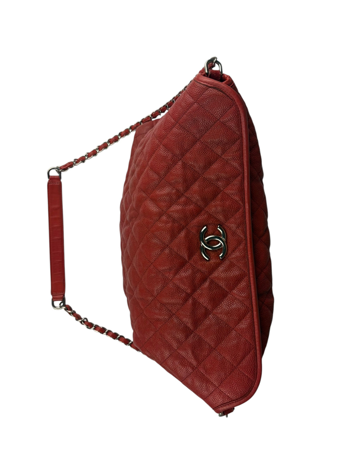 Chanel Red Caviar Quilted Leather French Riviera Hobo Bag 2011