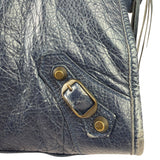 Balenciaga Navy Lambskin Moto Work Two-Way Bag
