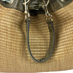 Gucci Brown Snakeskin Trim Large Raffia Positano Tote