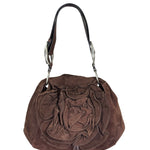 Yves Saint Laurent Brown Suede/Leather Trim Naja Rose Petal Hobo Bag