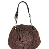 Yves Saint Laurent Brown Suede/Leather Trim Naja Rose Petal Hobo Bag