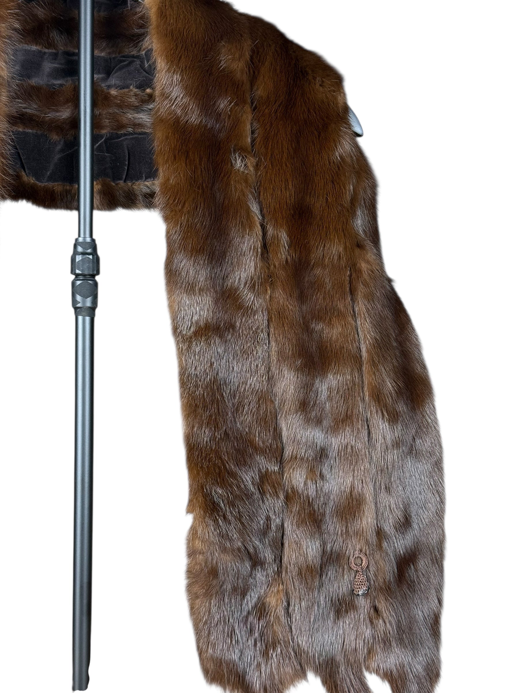 Vintage Dark Brown Fur Tailed Shawl