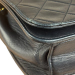 Chanel Black CC Quilted Leather Chain Flap Bag 90s