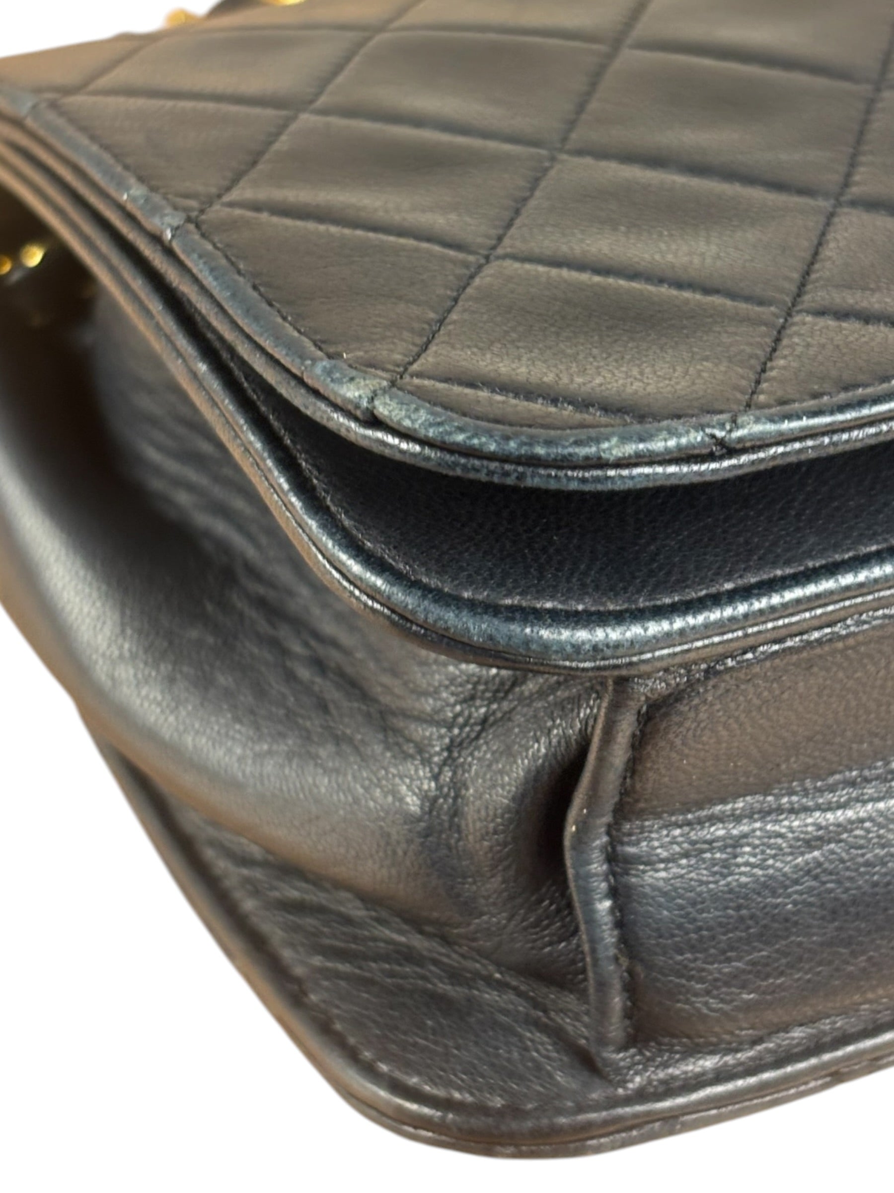 Chanel Black CC Quilted Leather Chain Flap Bag 90s