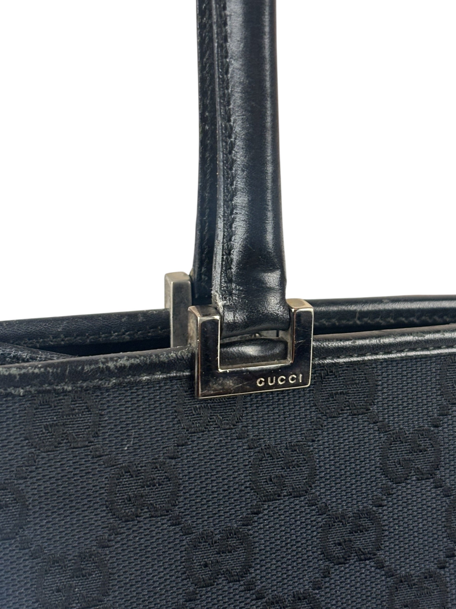 Gucci GG Black Canvas Vintage Jackie Tote Handbag
