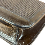 Burberry Vintage Brown Leather Ribbed patent Continental Clutch Wallet