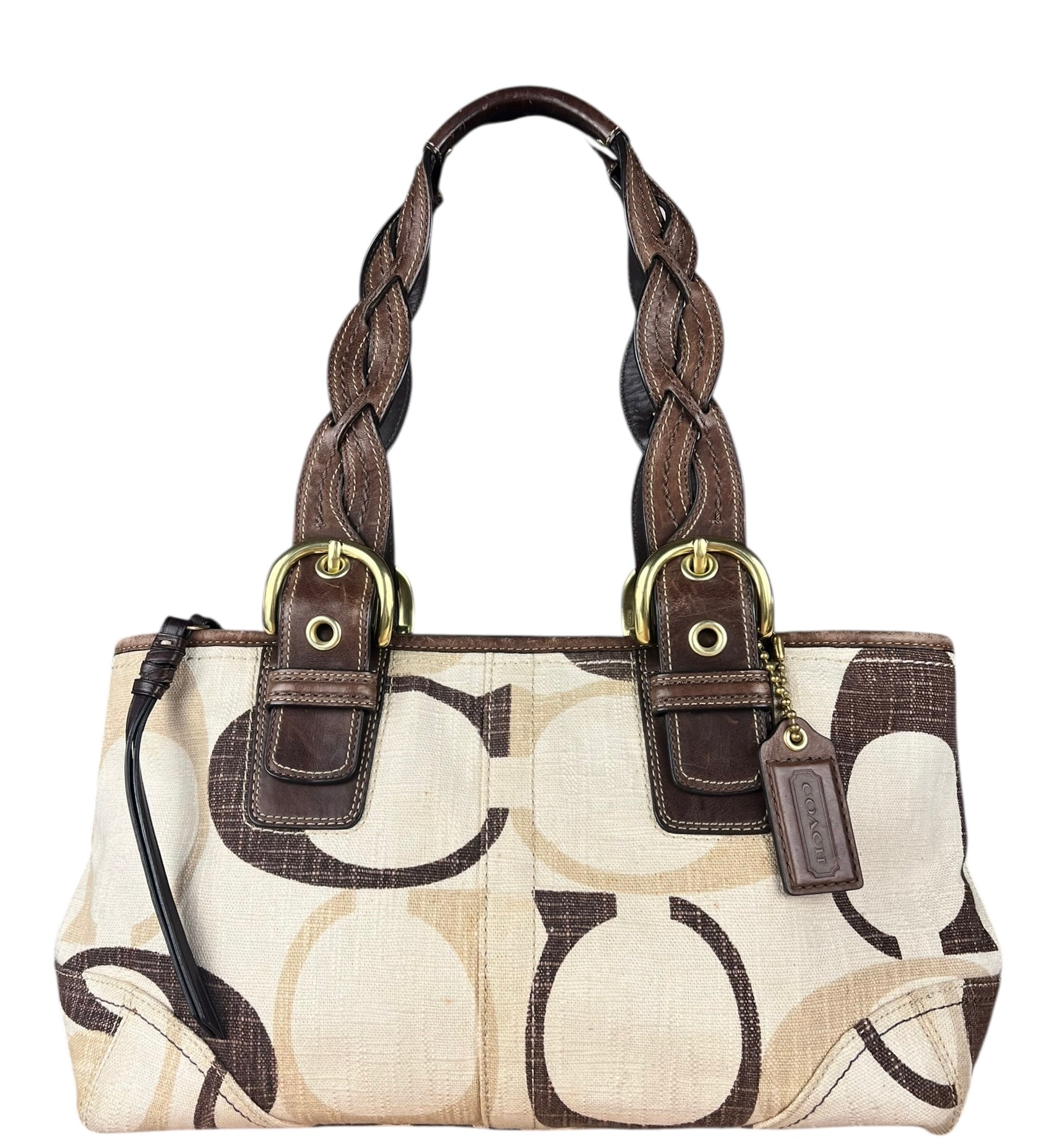 Coach Vintage Braided Strap Canvas Shoulder Bag