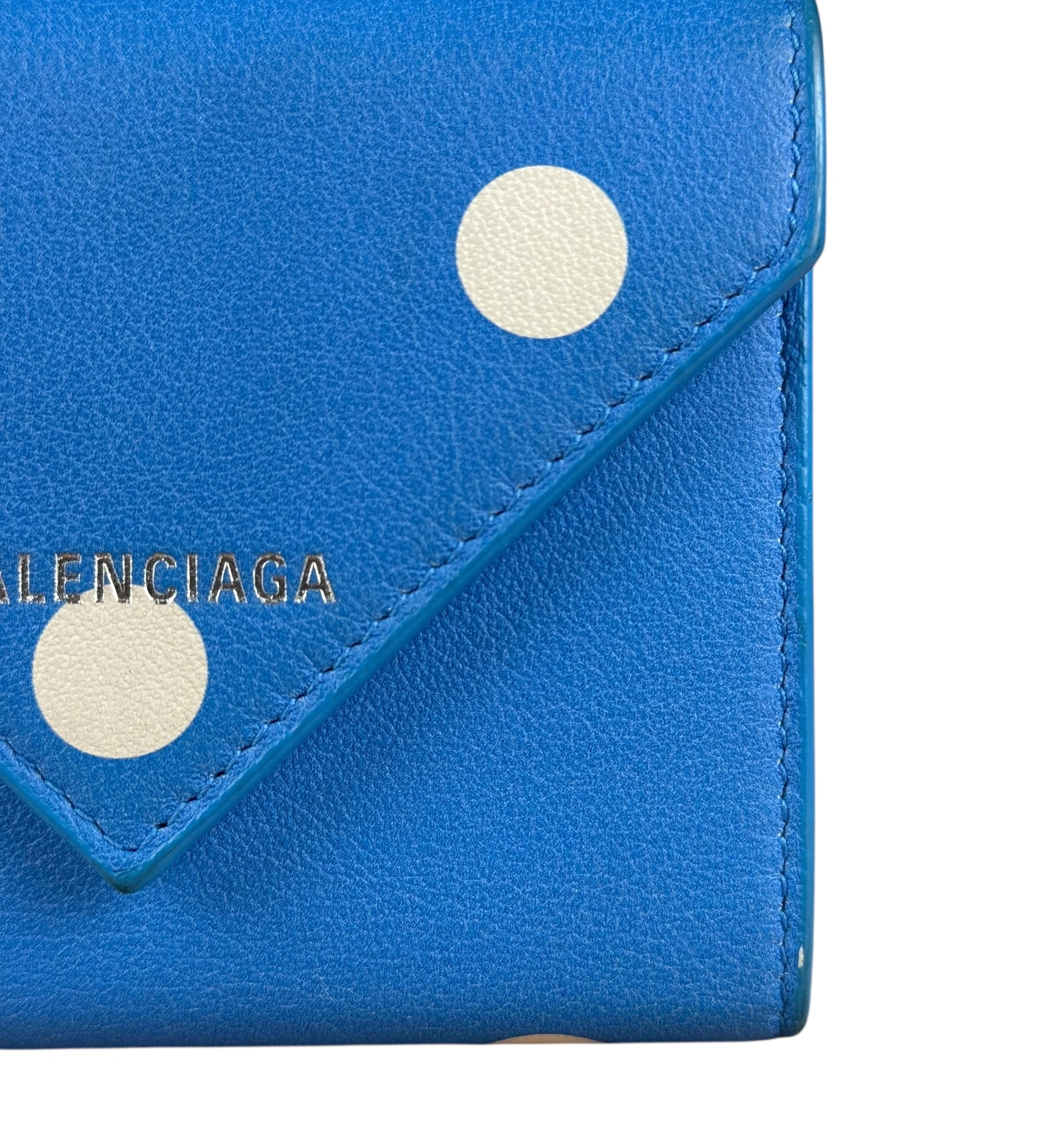 Balenciaga Blue Polka Dot Tri-Fold Wallet