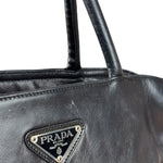 Prada Vintage Black Leather Tote Bag