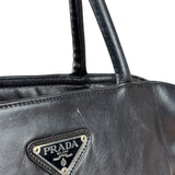 Prada Vintage Black Leather Tote Bag