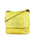 Chanel CC 1997 Chartreuse Leather Flap Shoulder Bag