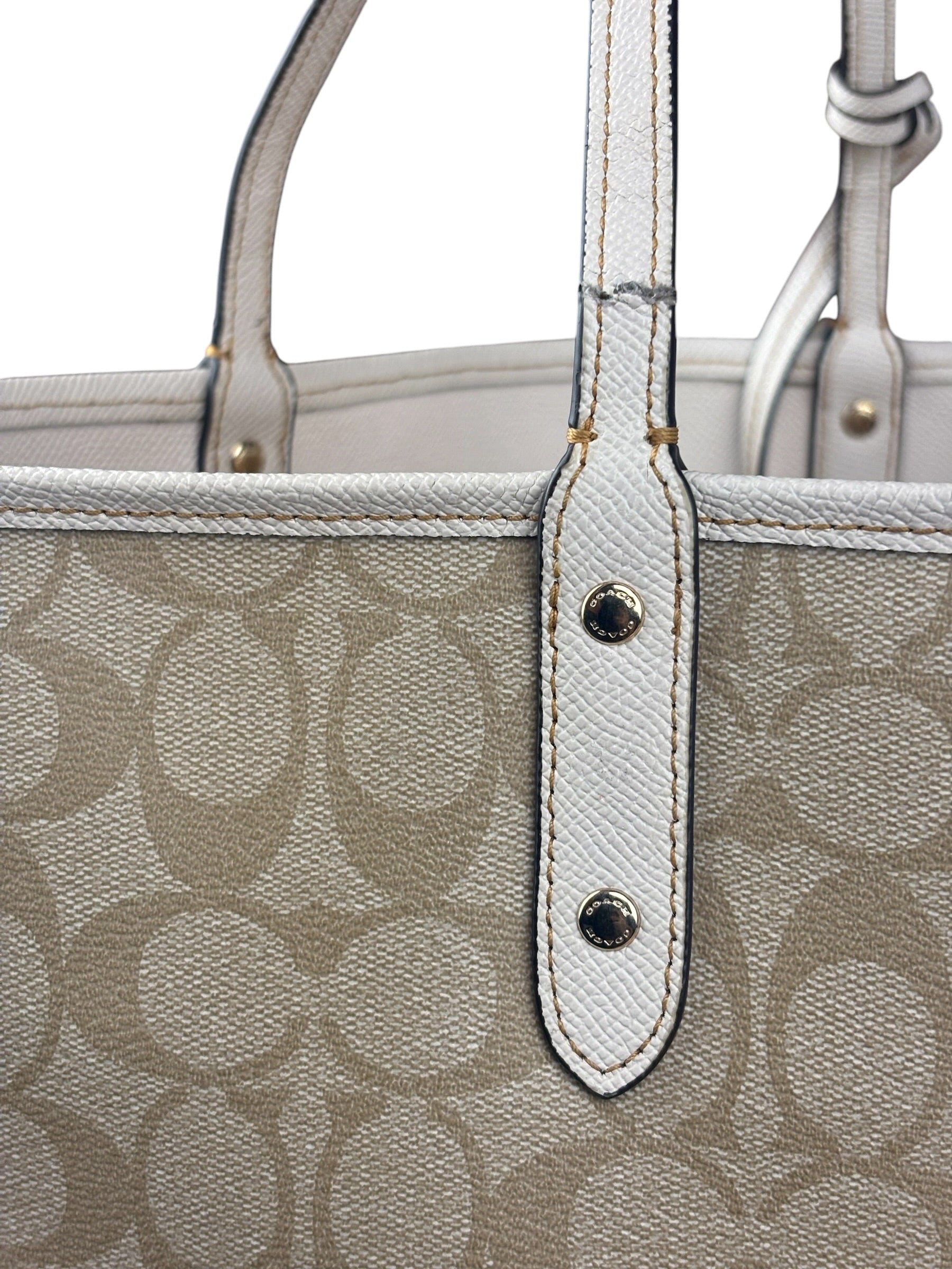 Coach Leather Signature Canvas Reversible City Tote Bag