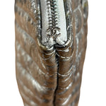 Chanel Chevron Aged Metallic Silver Patent Leather O-Case Clutch 1992