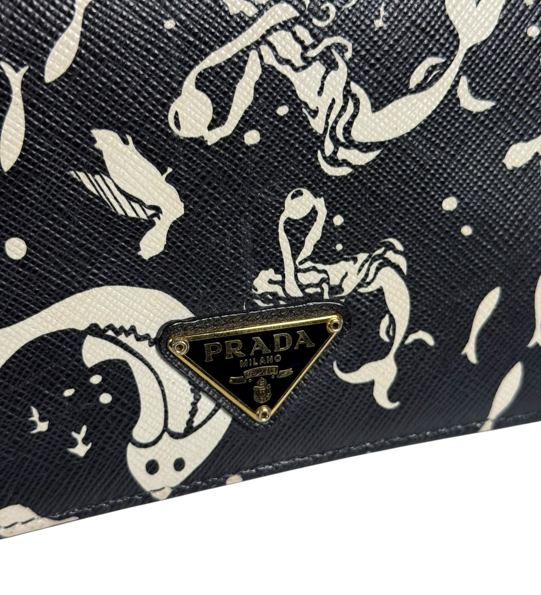 Prada Saffiano Mermaid Mini Wallet on Chain