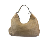 Fendi Beige Leather Trim Woven Hobo Bag