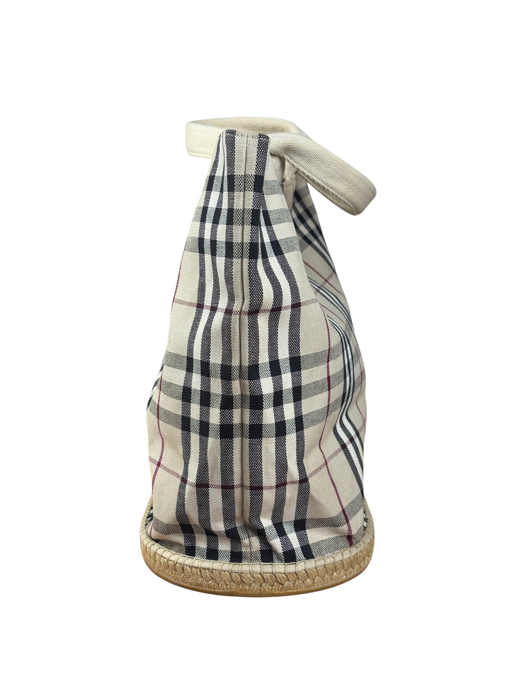 Burberry Vintage Canvas House Check Tote Bag
